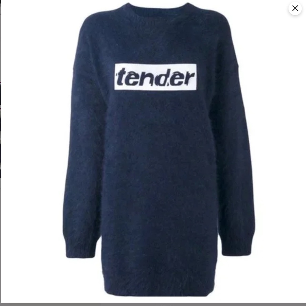 Alexander Wang Navy Sweater Dress ‘Tender’ Slogan